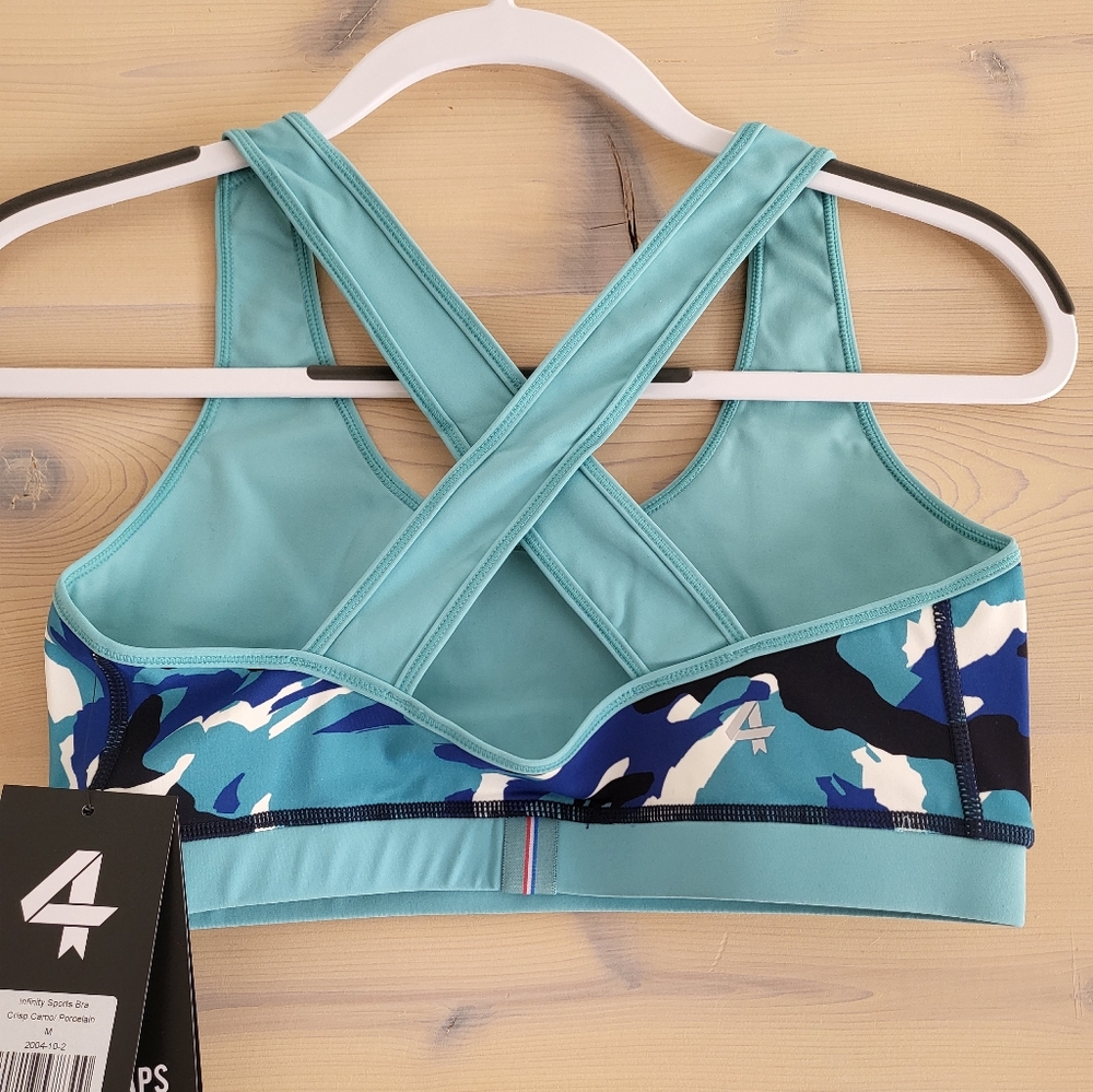 NWT FourLaps Infinity Sports Bra Aqua Crisp Camo/Porcelain sizes M, L - Picture 2 of 7